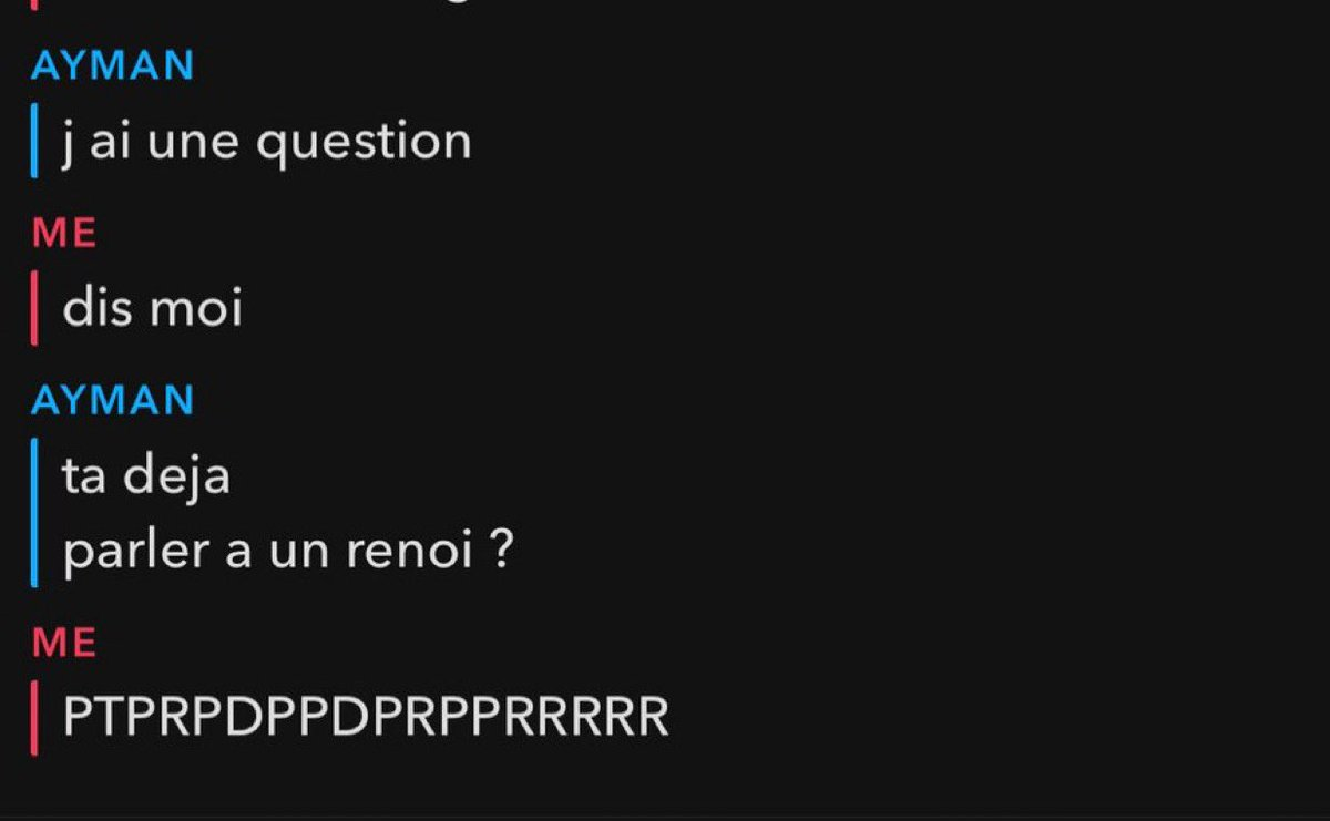 j'ai une question, dis moi, t'as déjà parlé à un renoi ? ptdrr
